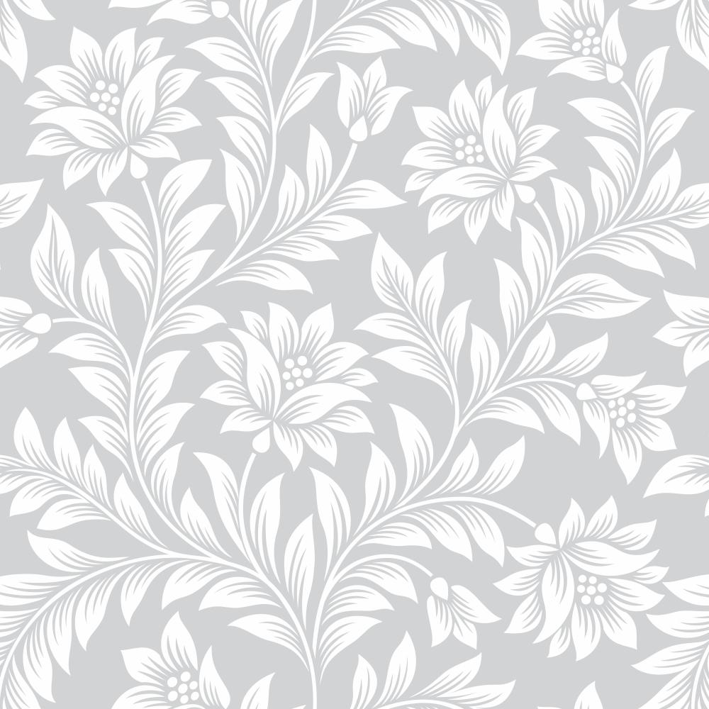 Papel de parede Floral Clássico Cinza