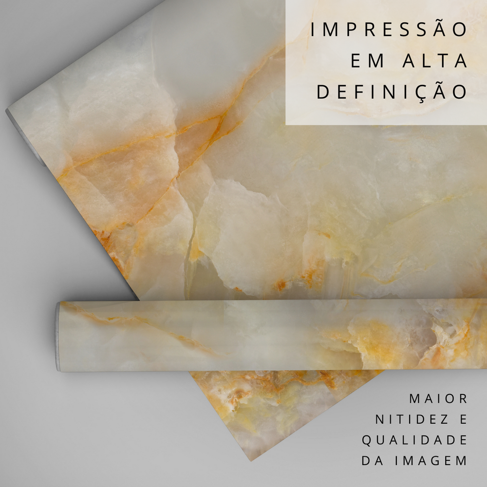 Papel de Parede Adesivo Marmorado Onix Laranja