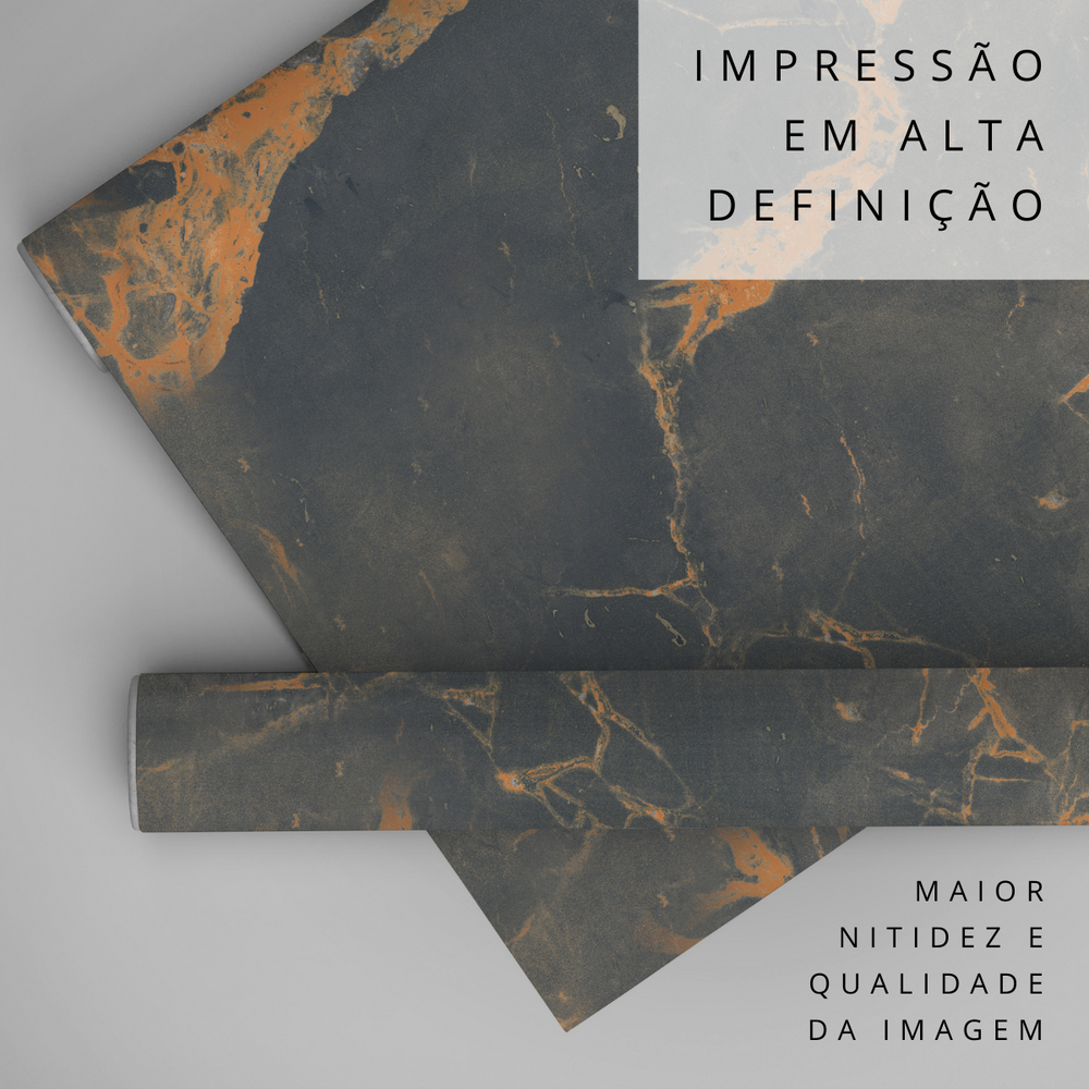 Papel de Parede Adesivo Efeito Mármore Preto e Vermelho