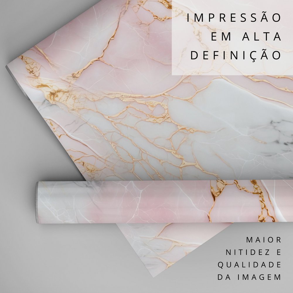 Papel de Parede Adesivo Mármore Rosa e Branco