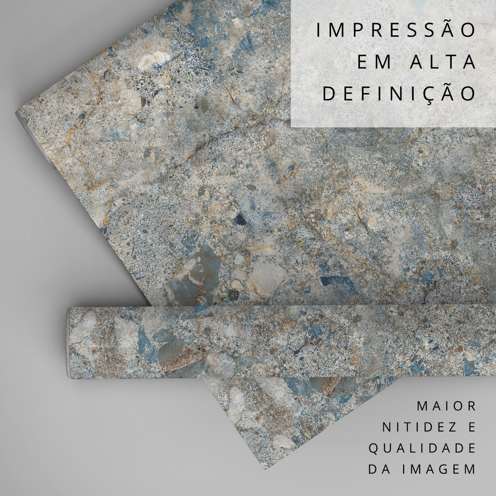 Papel de Parede Adesivo Efeito Textura Mármore Onix Azul