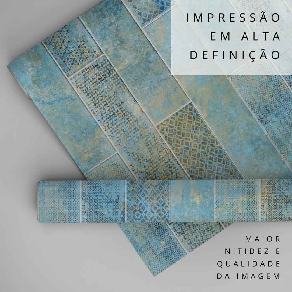 Papel de Parede Azulejo Madeira Aquamarine
