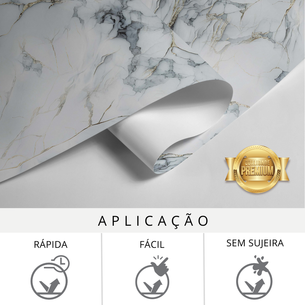Papel de Parede Adesivo Mármore Carrara Cinza