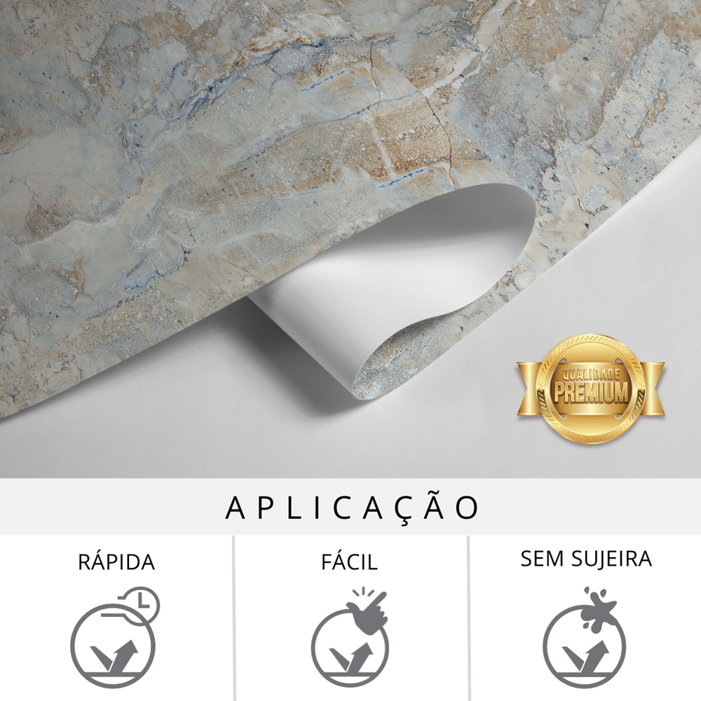 Papel de Parede Adesivo Efeito Mármore Amazonita Bege