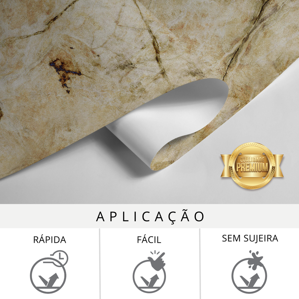 Papel de Parede Adesivo Efeito Mármore Amarelo