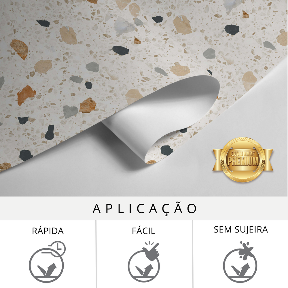 Papel de Parede Adesivo Efeito Granito Cálcario Claro