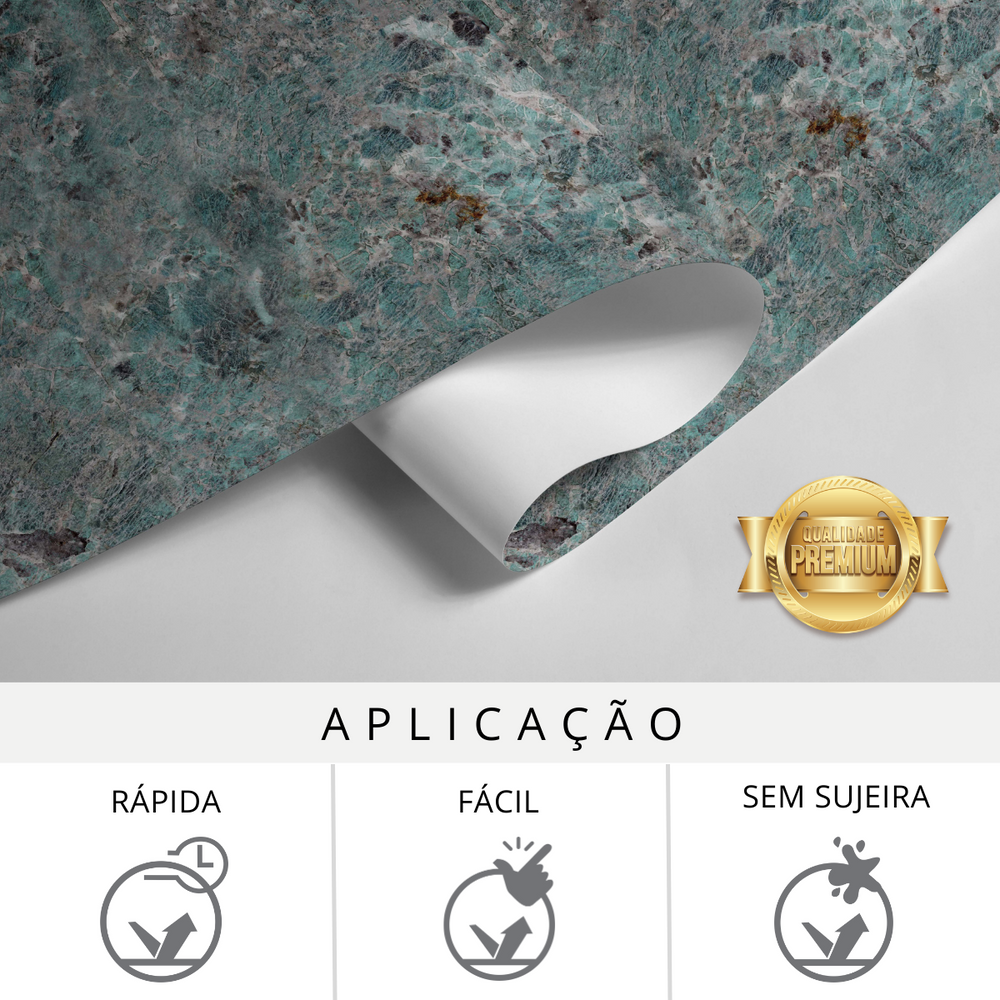 Papel de Parede Adesivo Efeito Textura Mármore Amazonita