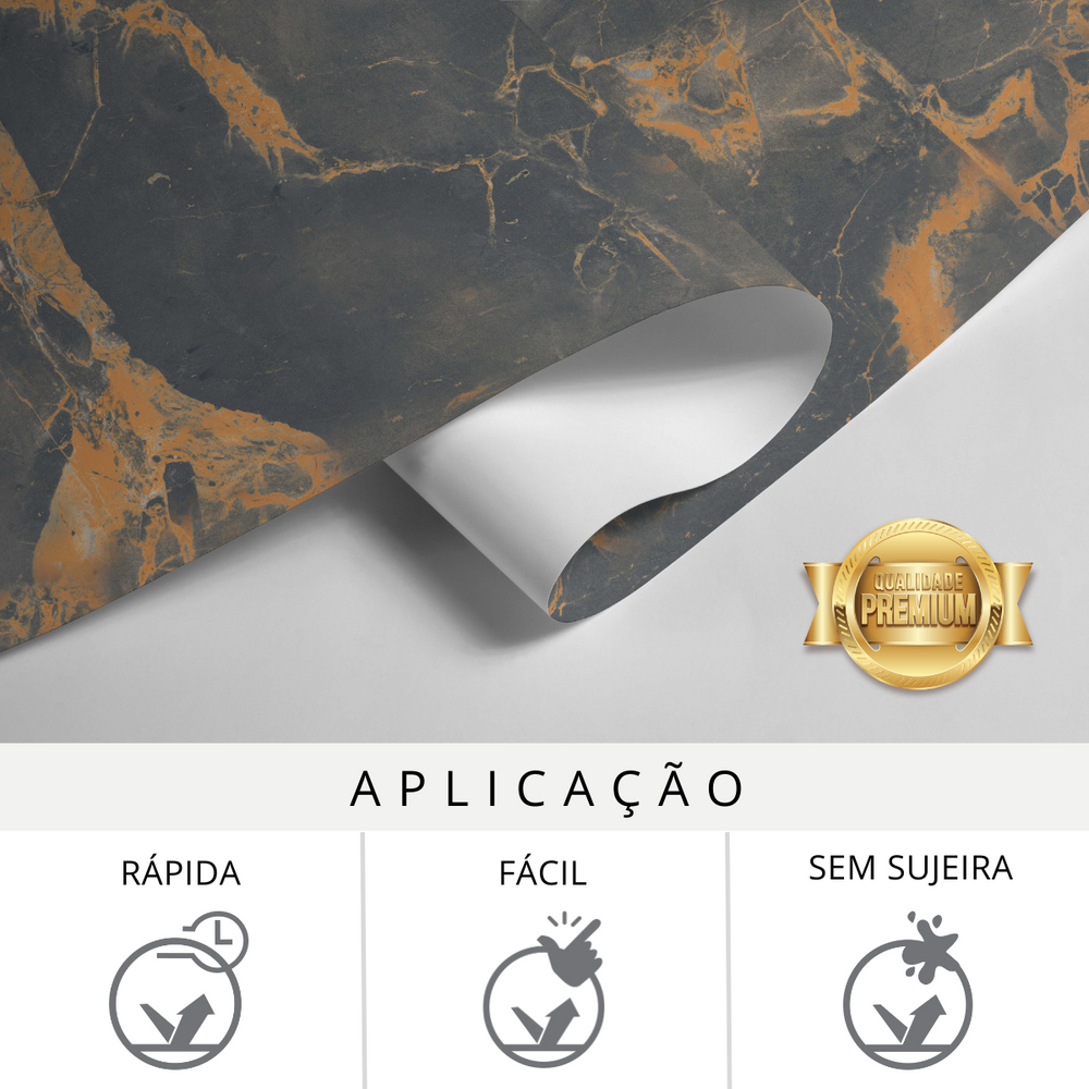 Papel de Parede Adesivo Efeito Mármore Preto e Vermelho