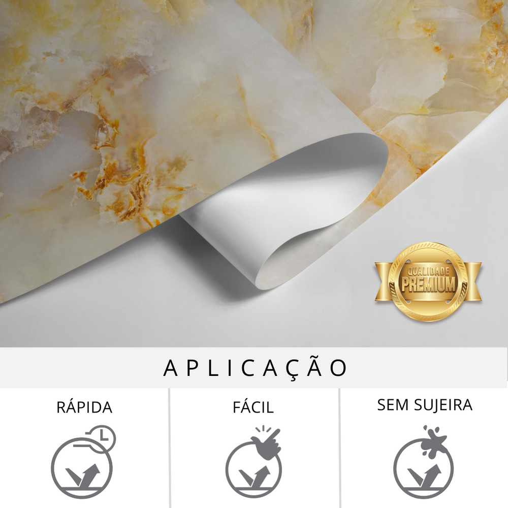 Papel de Parede Adesivo Marmorado Onix Laranja