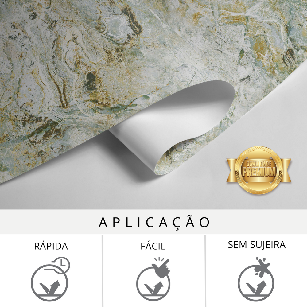 Papel de Parede Adesivo Efeito Mármore Amazonita Verde
