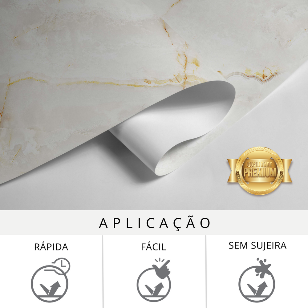 Papel de Parede Adesivo Marmorado Onix Bege
