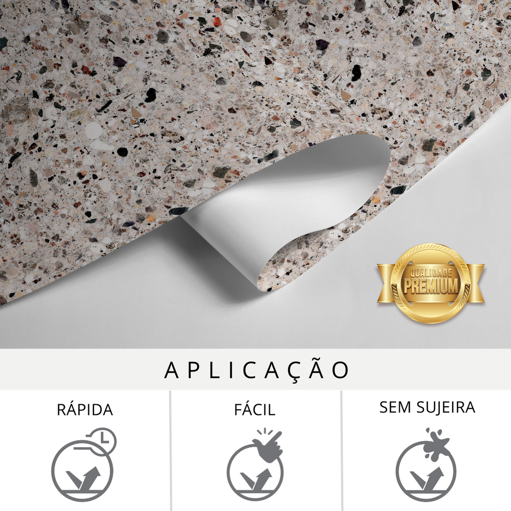 Papel de Parede Adesivo Efeito Granito Colorido