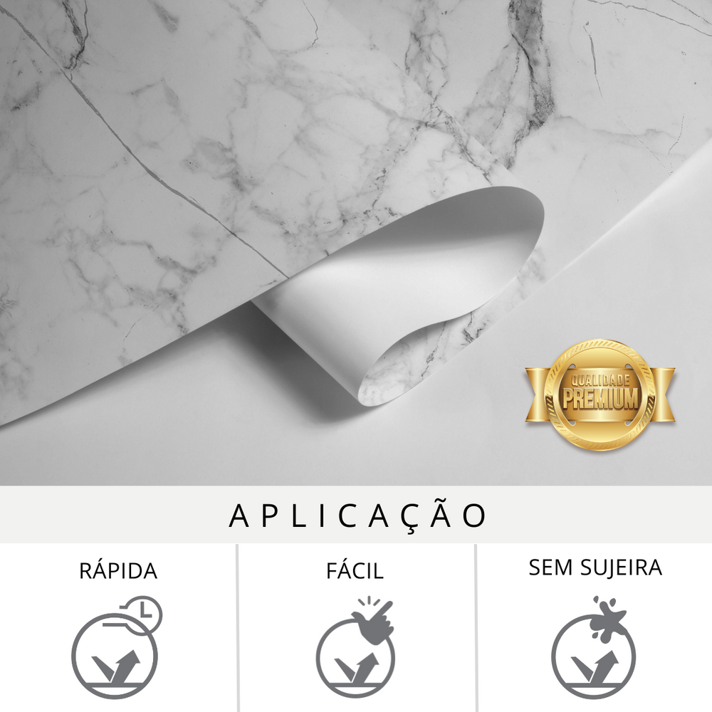 Papel de Parede Adesivo Mármore Branco e Preto
