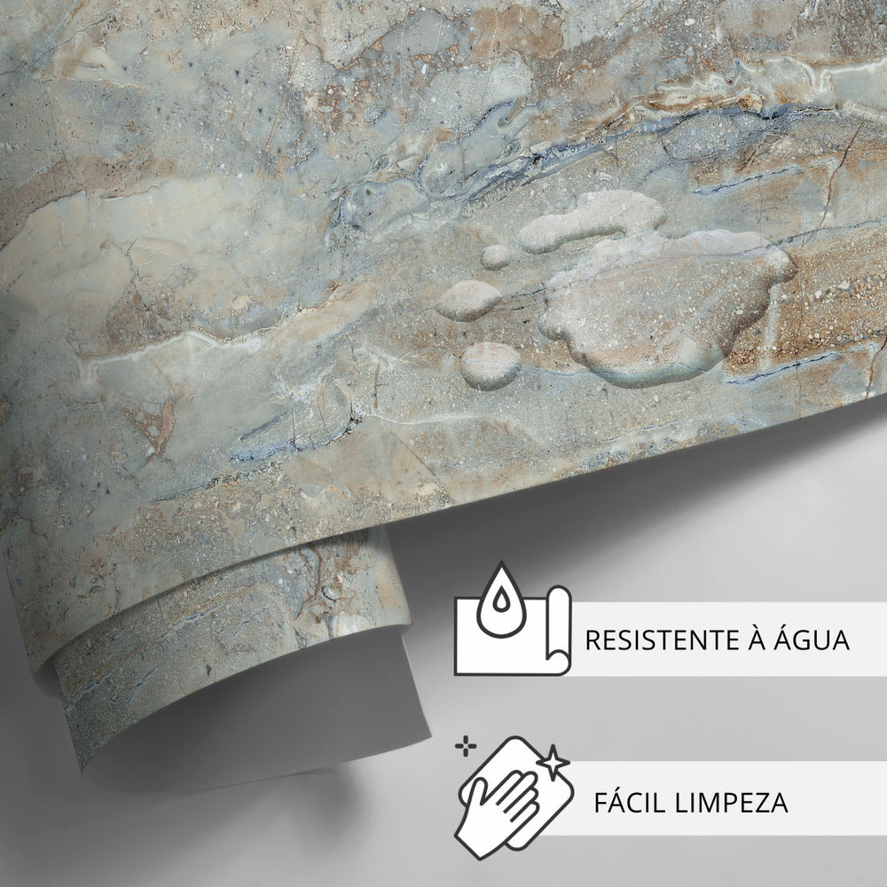 Papel de Parede Adesivo Efeito Mármore Amazonita Bege