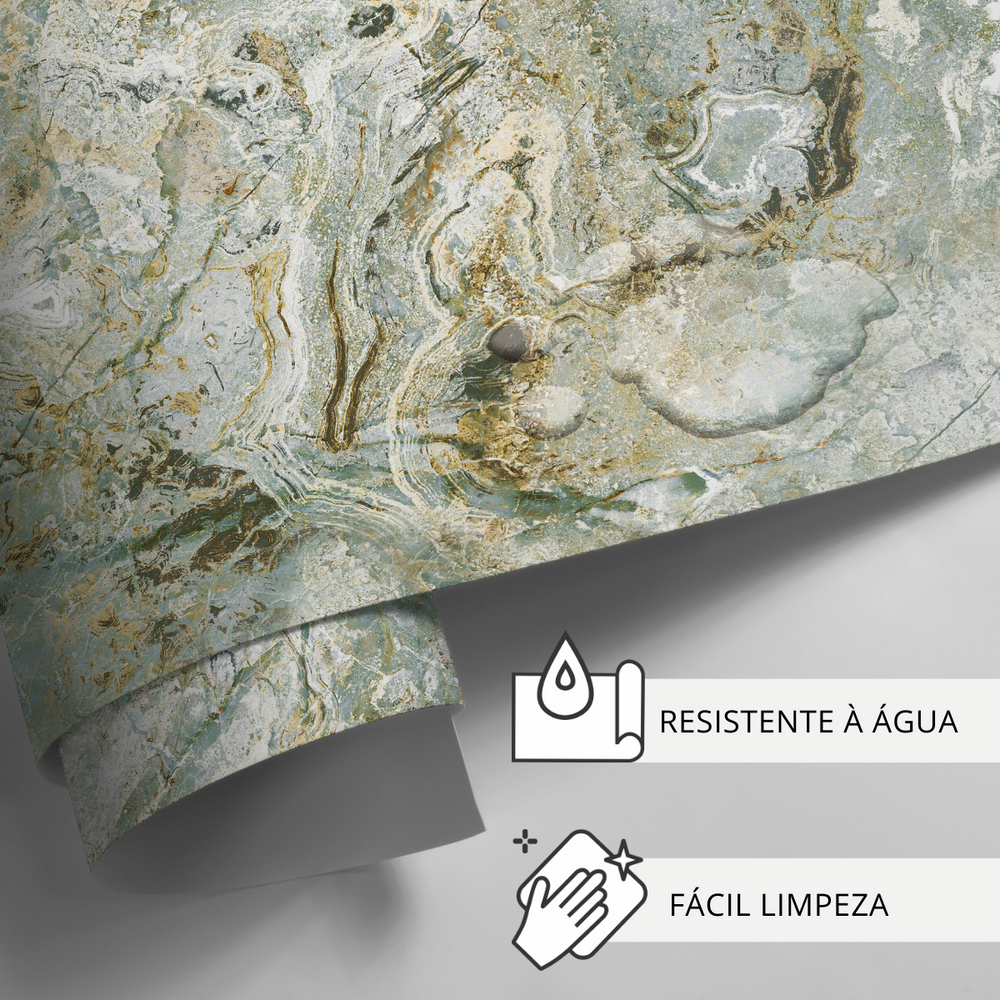 Papel de Parede Adesivo Efeito Mármore Amazonita Verde
