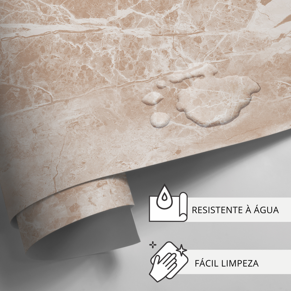 Papel de Parede Adesivo Mármore Rosê Marrom
