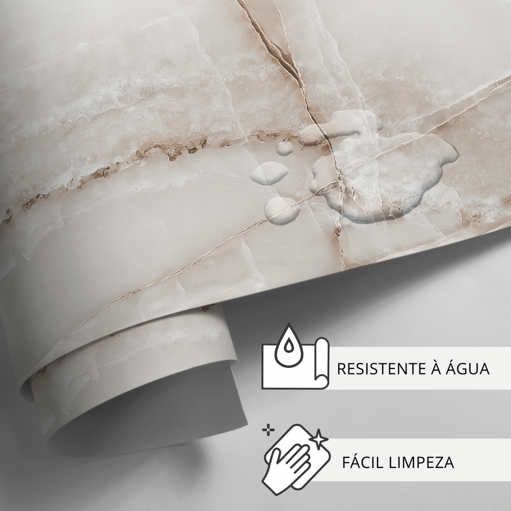 Papel de Parede Adesivo Efeito Mármore Onyx Polonês