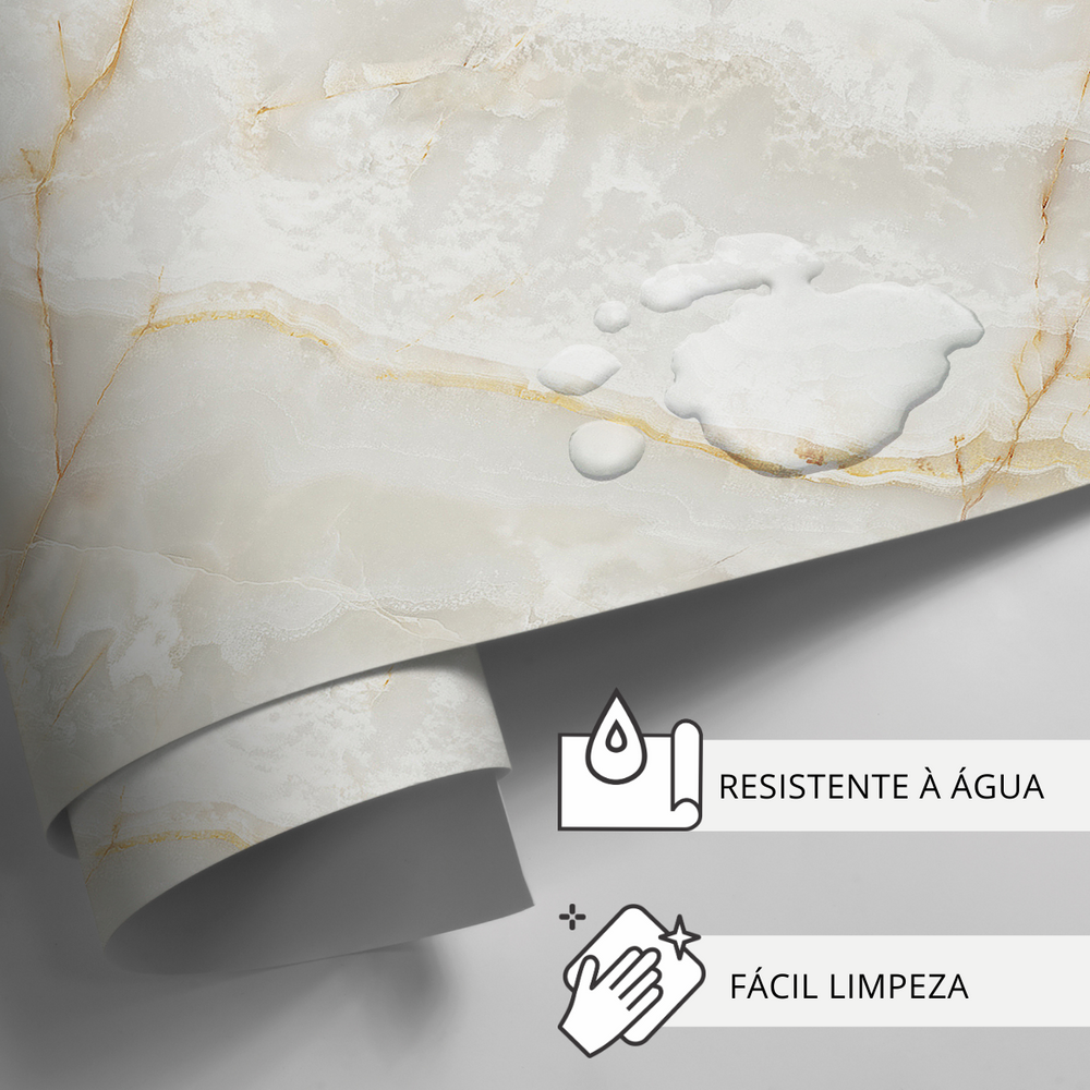 Papel de Parede Adesivo Marmorado Onix Bege