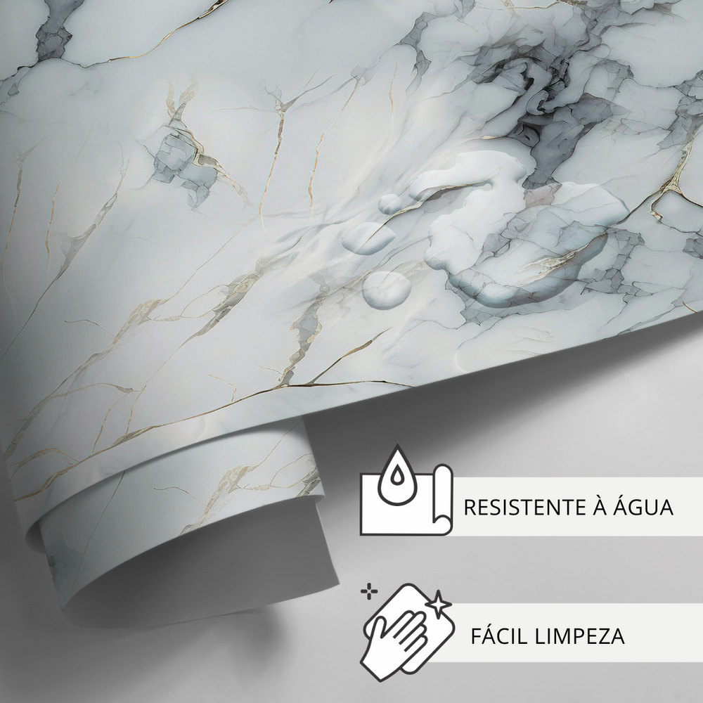 Papel de Parede Adesivo Mármore Carrara Cinza