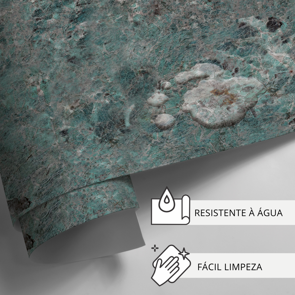 Papel de Parede Adesivo Efeito Textura Mármore Amazonita