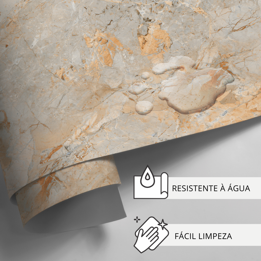 Papel de Parede Adesivo Mármore Onyx Laranja