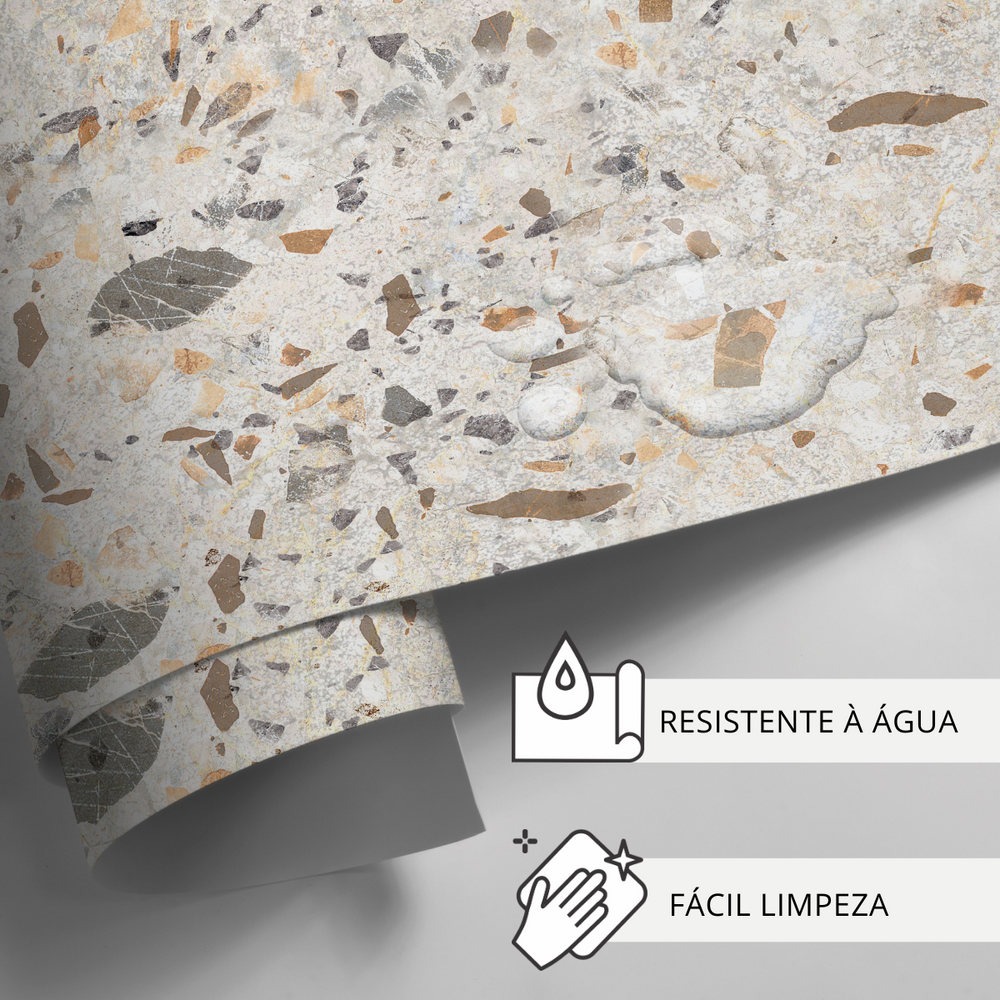 Papel de Parede Adesivo Efeito Granito Cálcario
