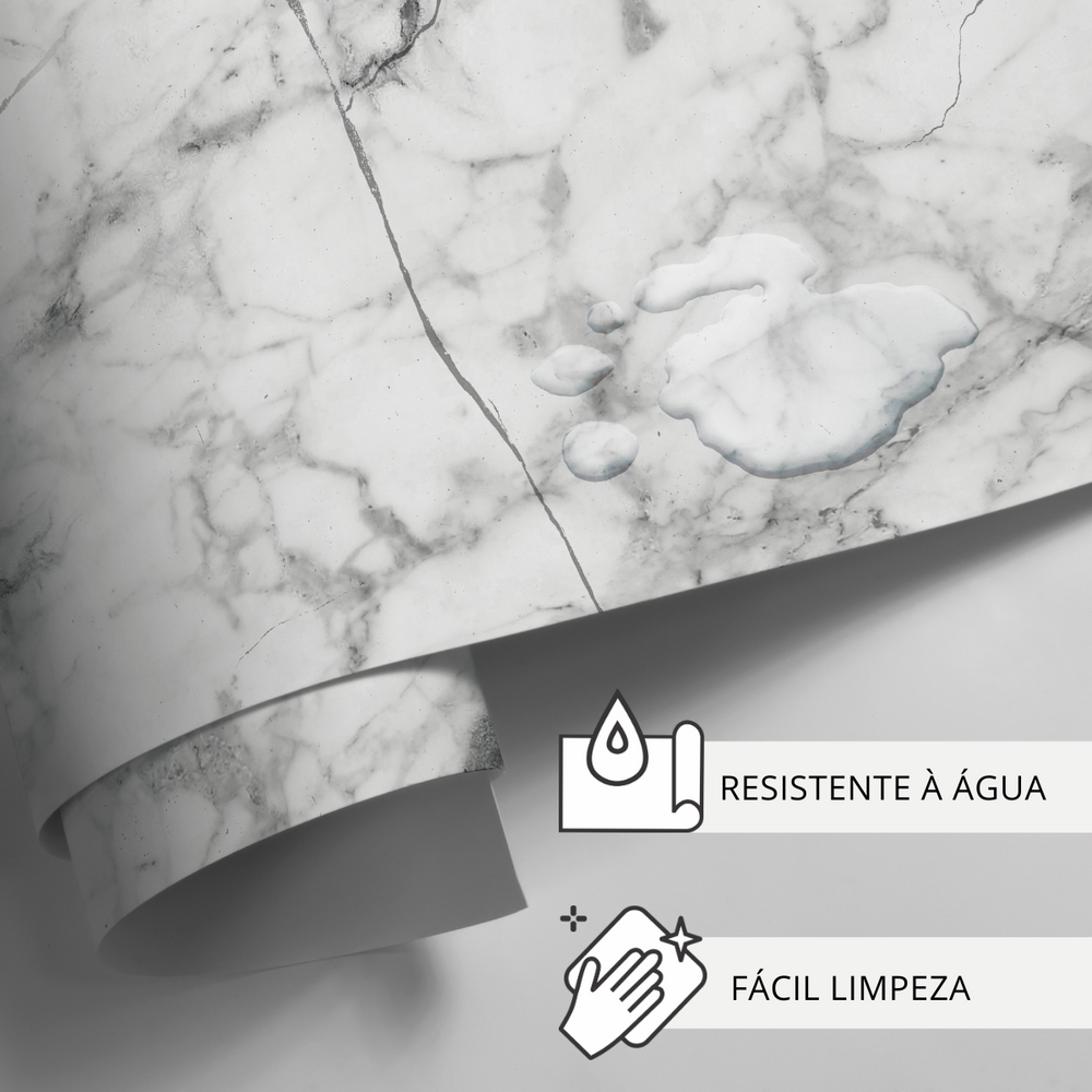 Papel de Parede Adesivo Mármore Branco e Preto