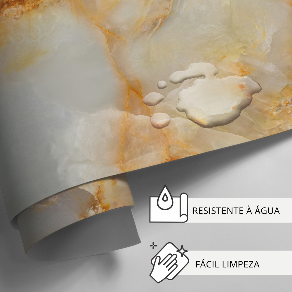 Papel de Parede Adesivo Marmorado Onix Laranja