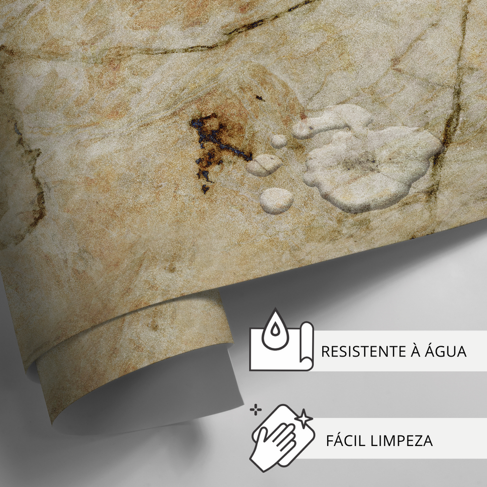 Papel de Parede Adesivo Efeito Mármore Amarelo