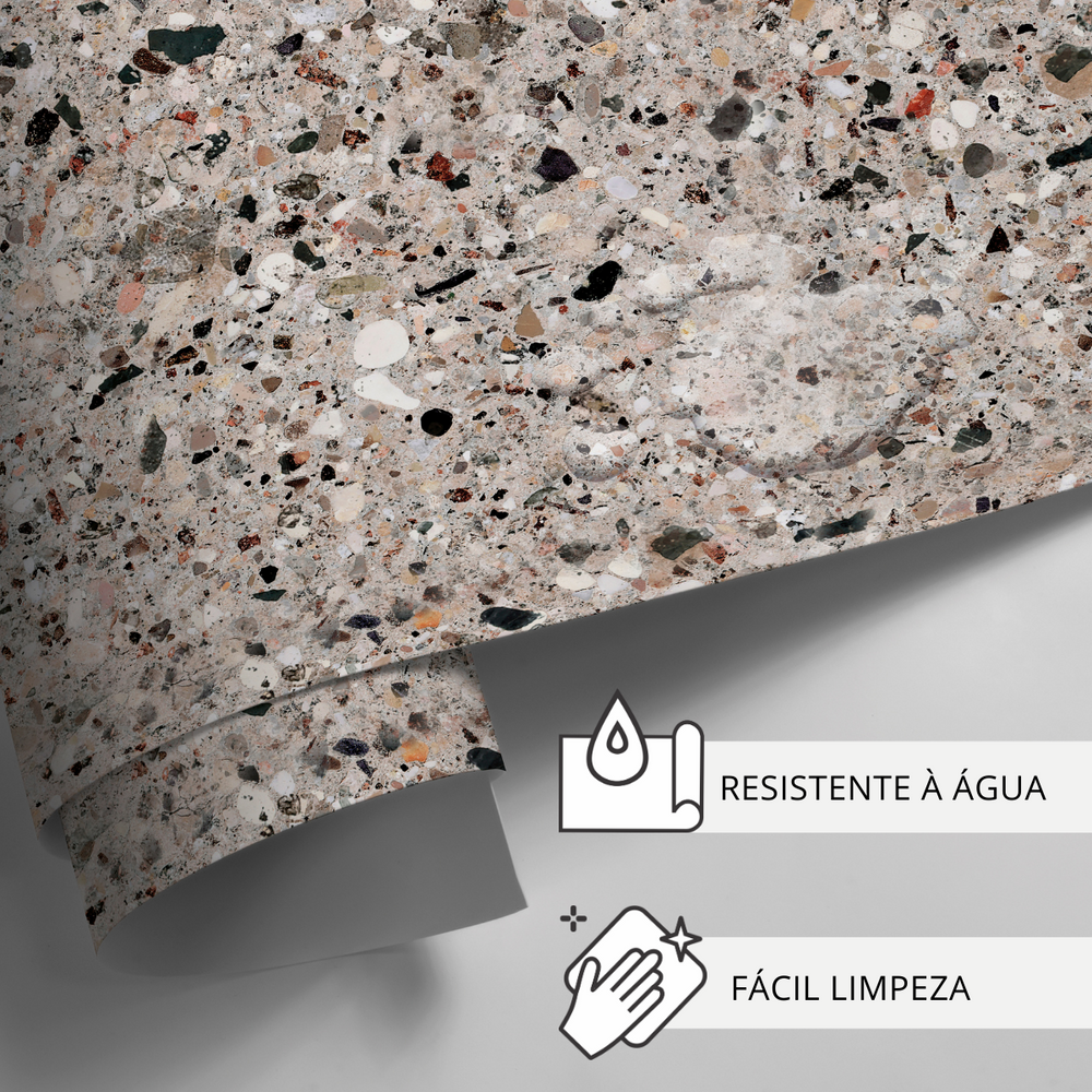 Papel de Parede Adesivo Efeito Granito Colorido