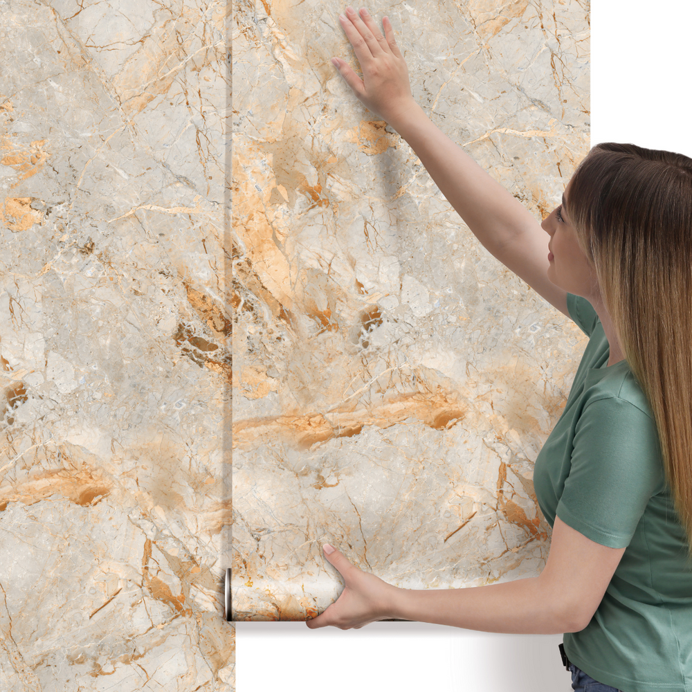Papel de Parede Adesivo Mármore Onyx Laranja