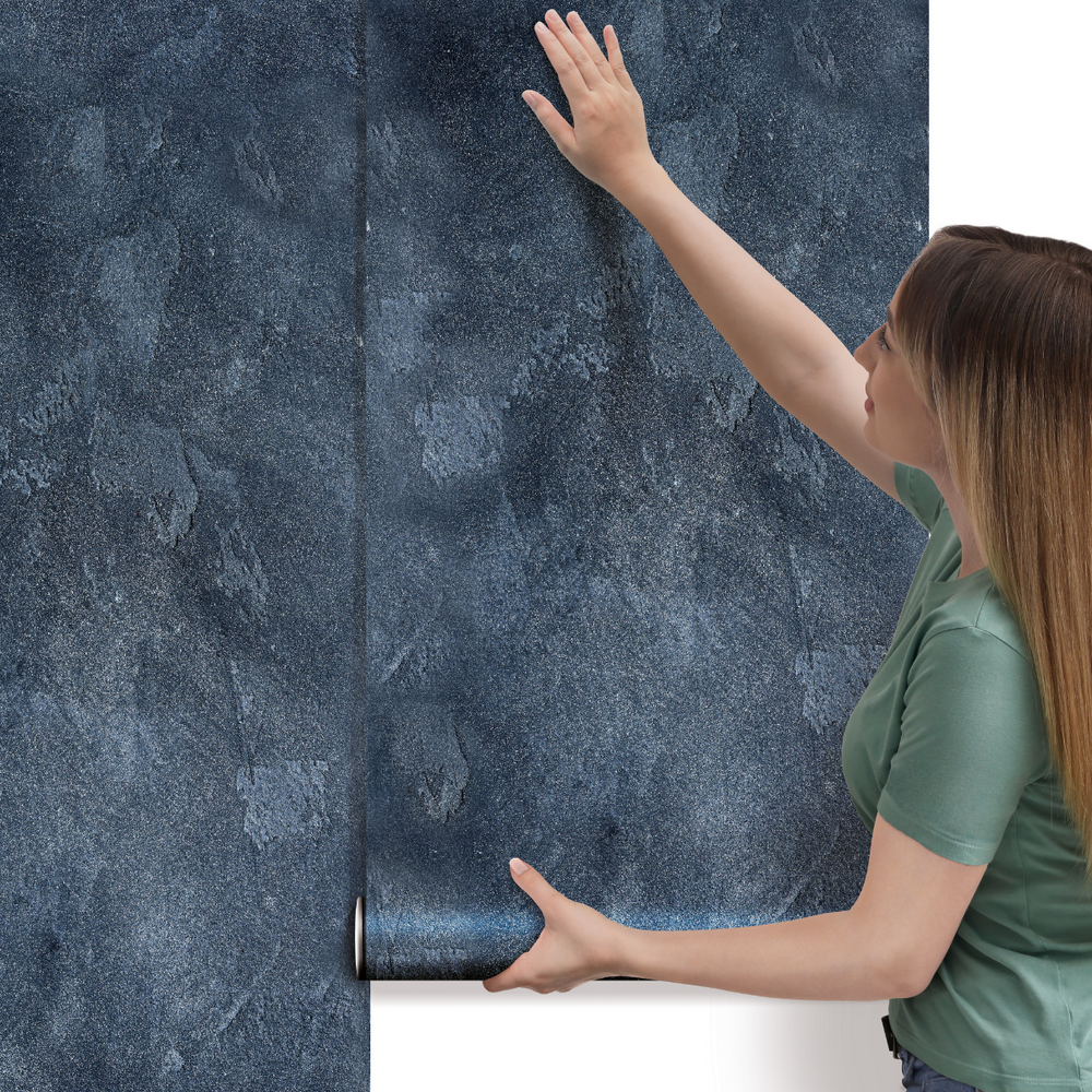 Papel de parede Cimento Queimado Azul
