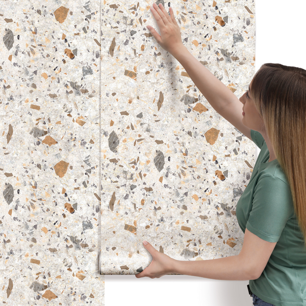 Papel de Parede Adesivo Efeito Granito Cálcario