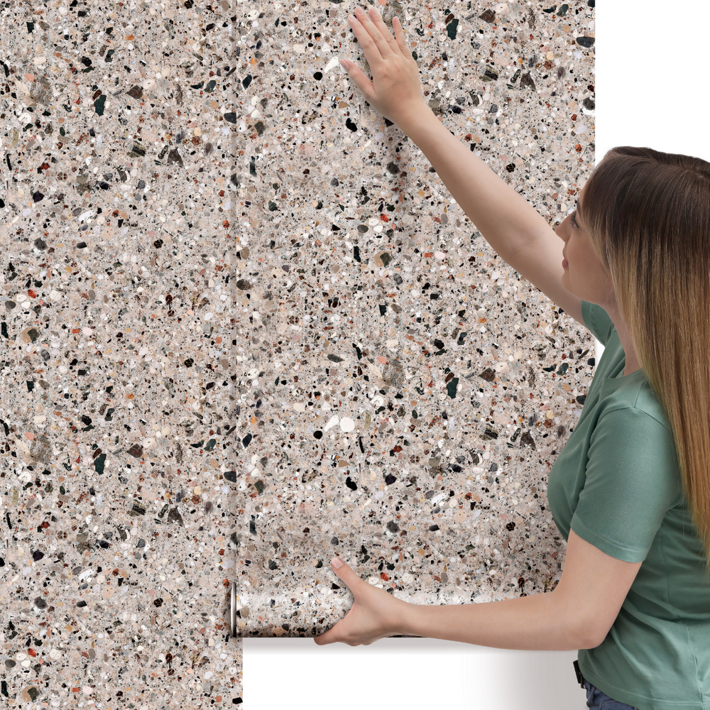 Papel de Parede Adesivo Efeito Granito Colorido
