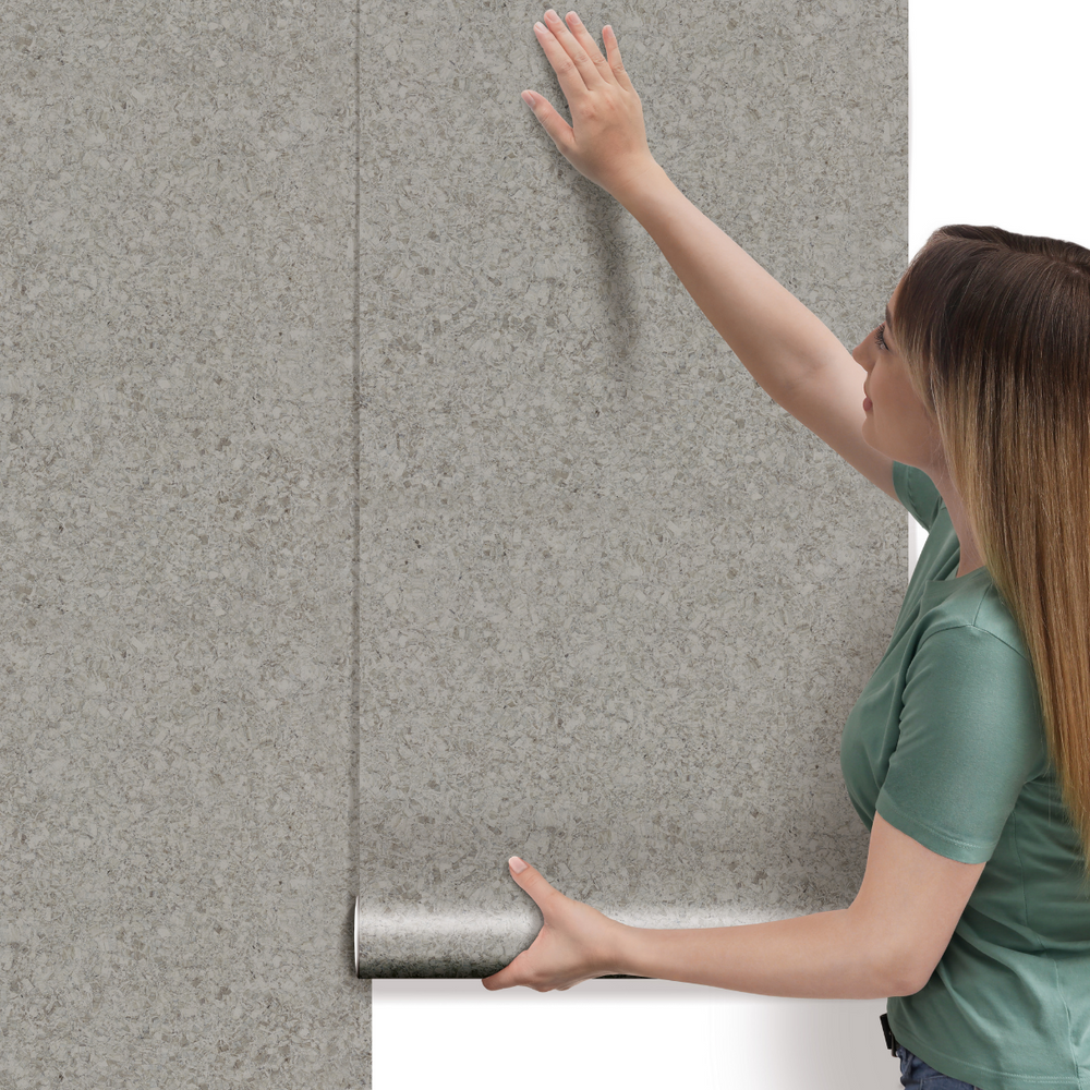 Papel de Parede Adesivo Efeito Textura Granito Cinza