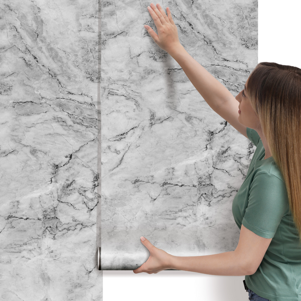 Papel de Parede Adesivo Mármore Cinza Carrara