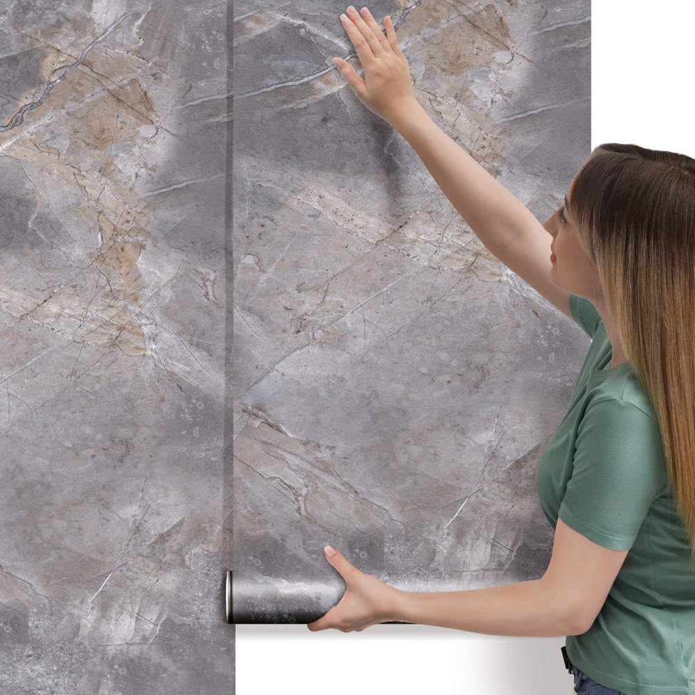Papel de Parede Adesivo Efeito Mármore Quartzito