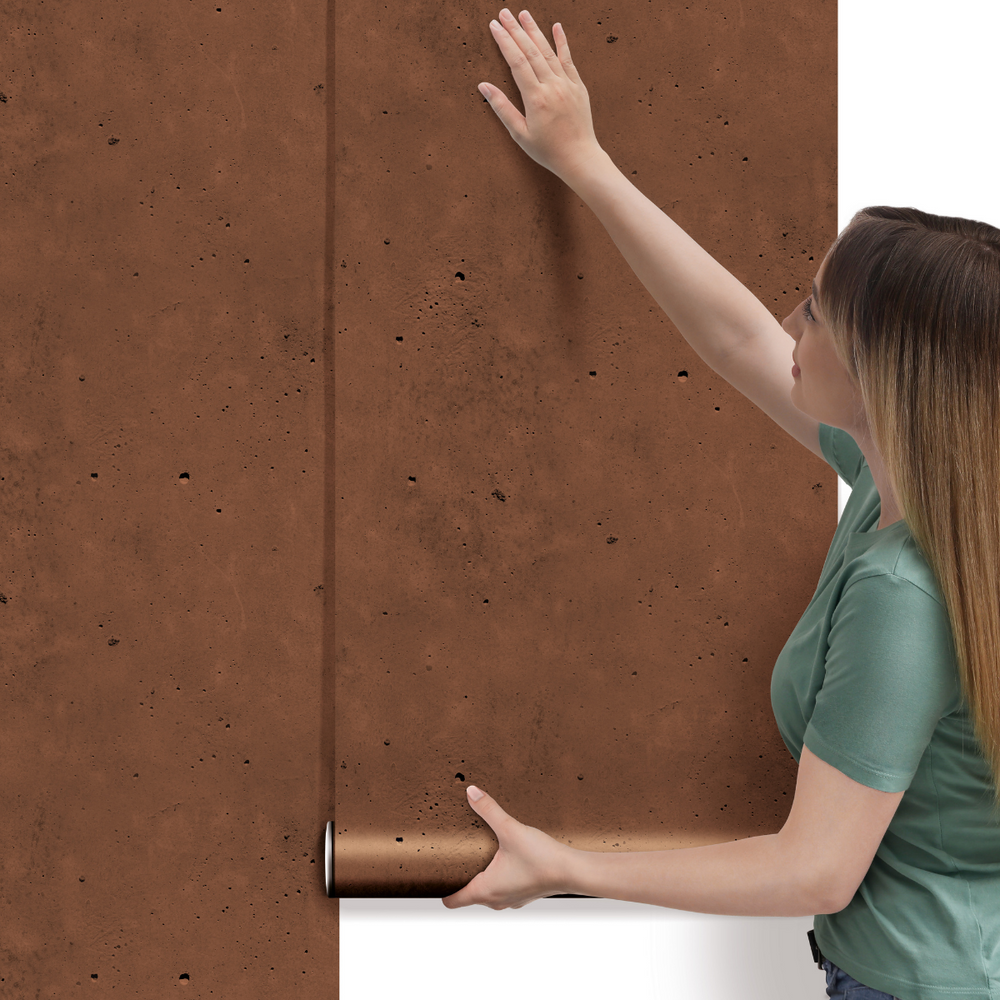 Papel de parede Cimento Queimado Terracota