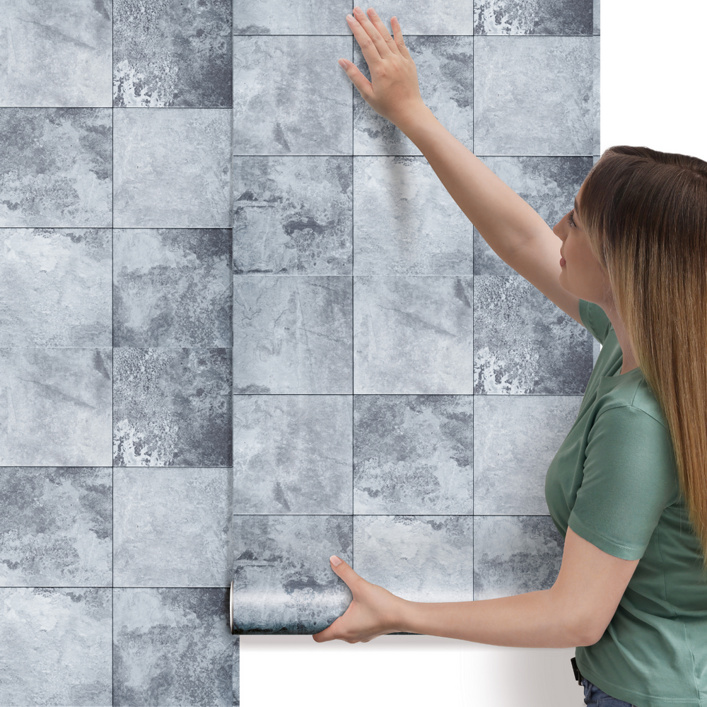 Papel de Parede Azulejo Cinza