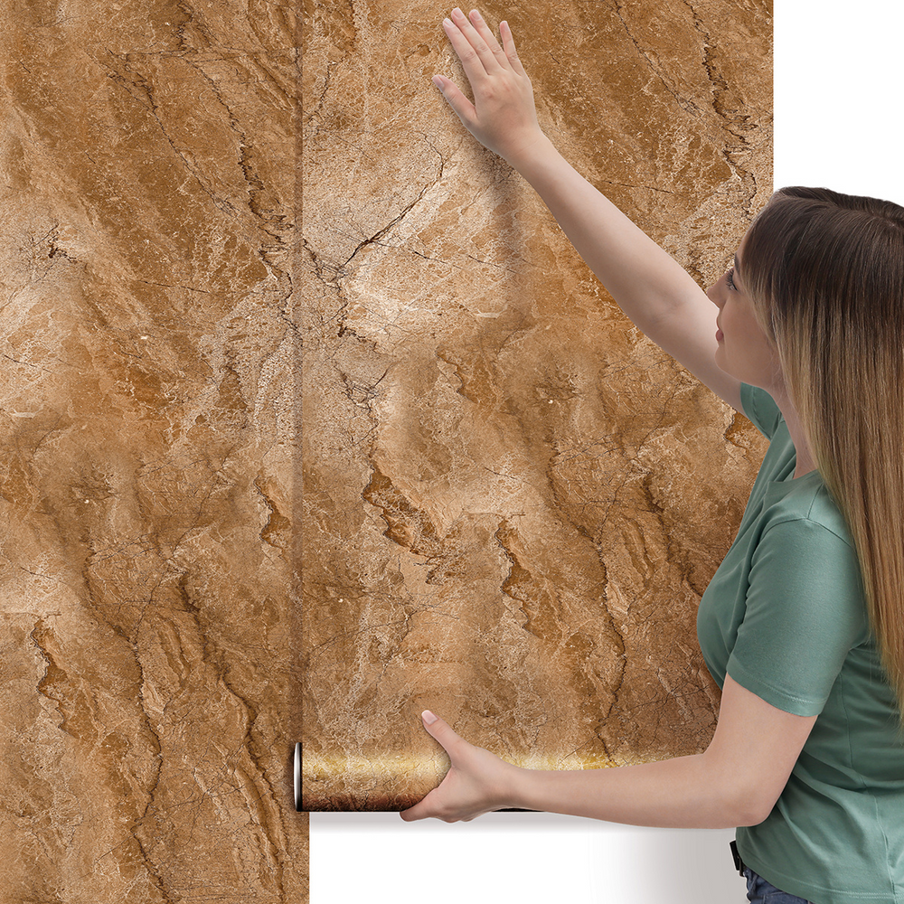 Papel de Parede Adesivo Mármore Marrom Terracota
