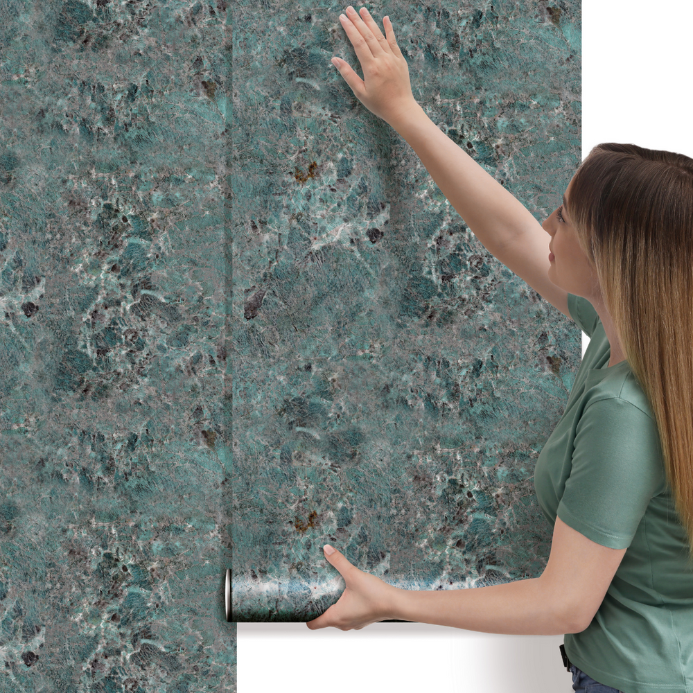 Papel de Parede Adesivo Efeito Textura Mármore Amazonita