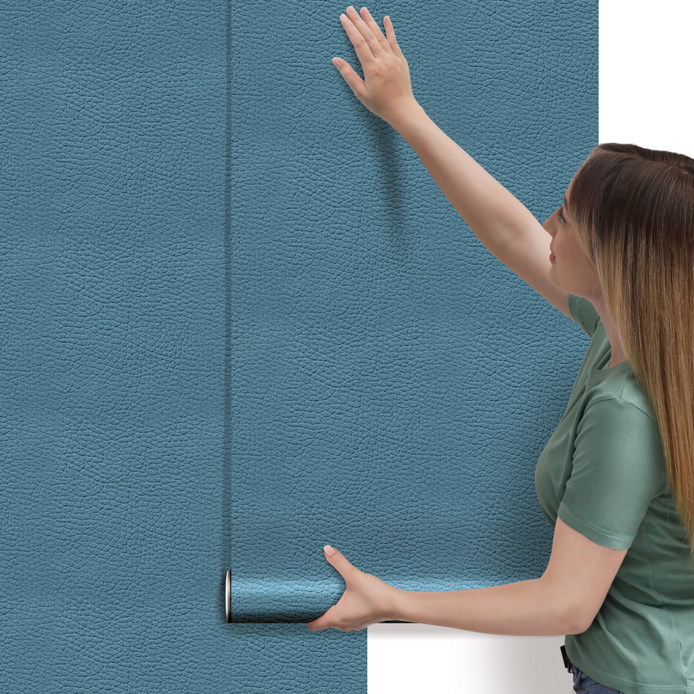 Papel de Parede Que Imita Couro Azul