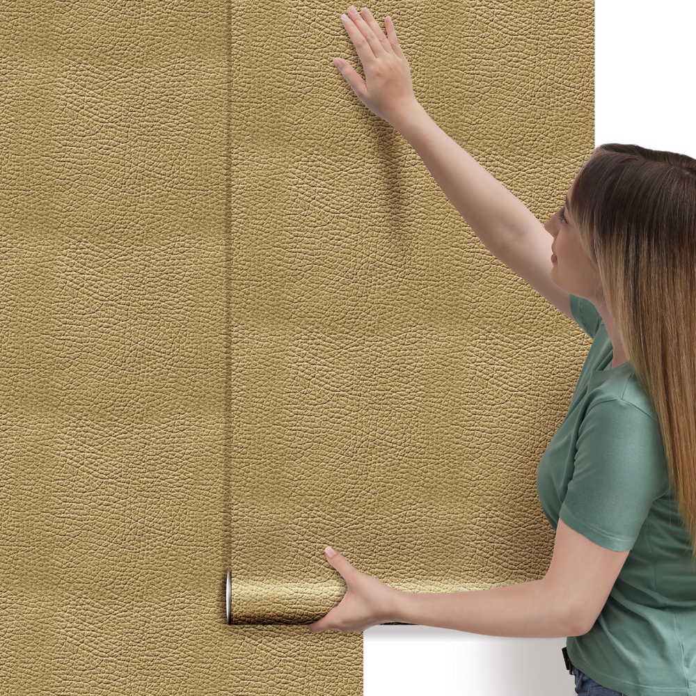 Papel de Parede Que Imita Couro Amarelo