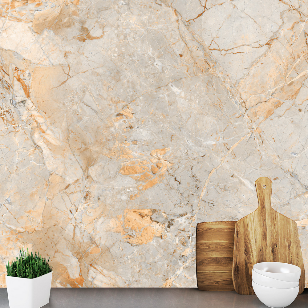 Papel de Parede Adesivo Mármore Onyx Laranja