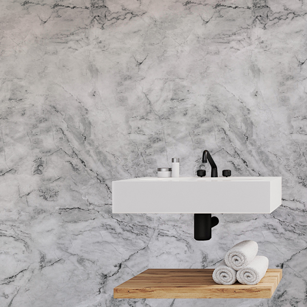 Papel de Parede Adesivo Mármore Cinza Carrara