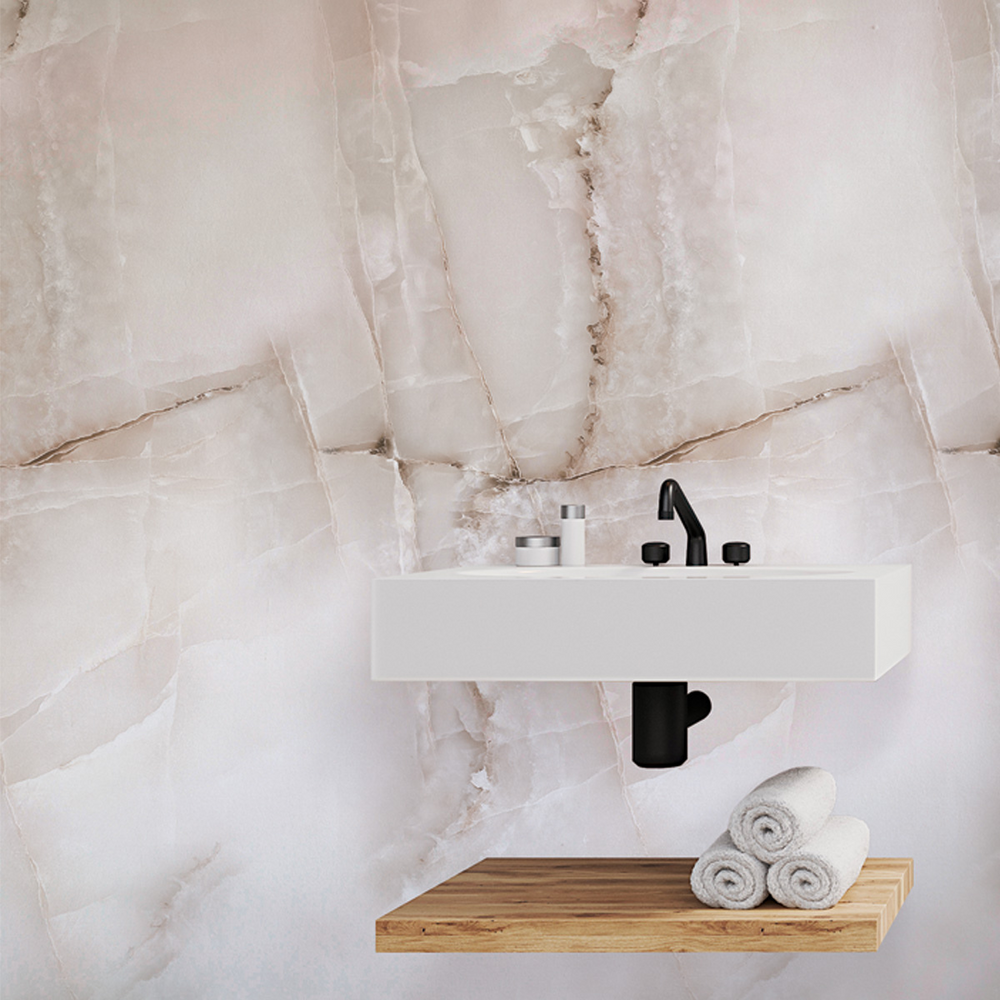 Papel de Parede Adesivo Efeito Mármore Onyx Polonês