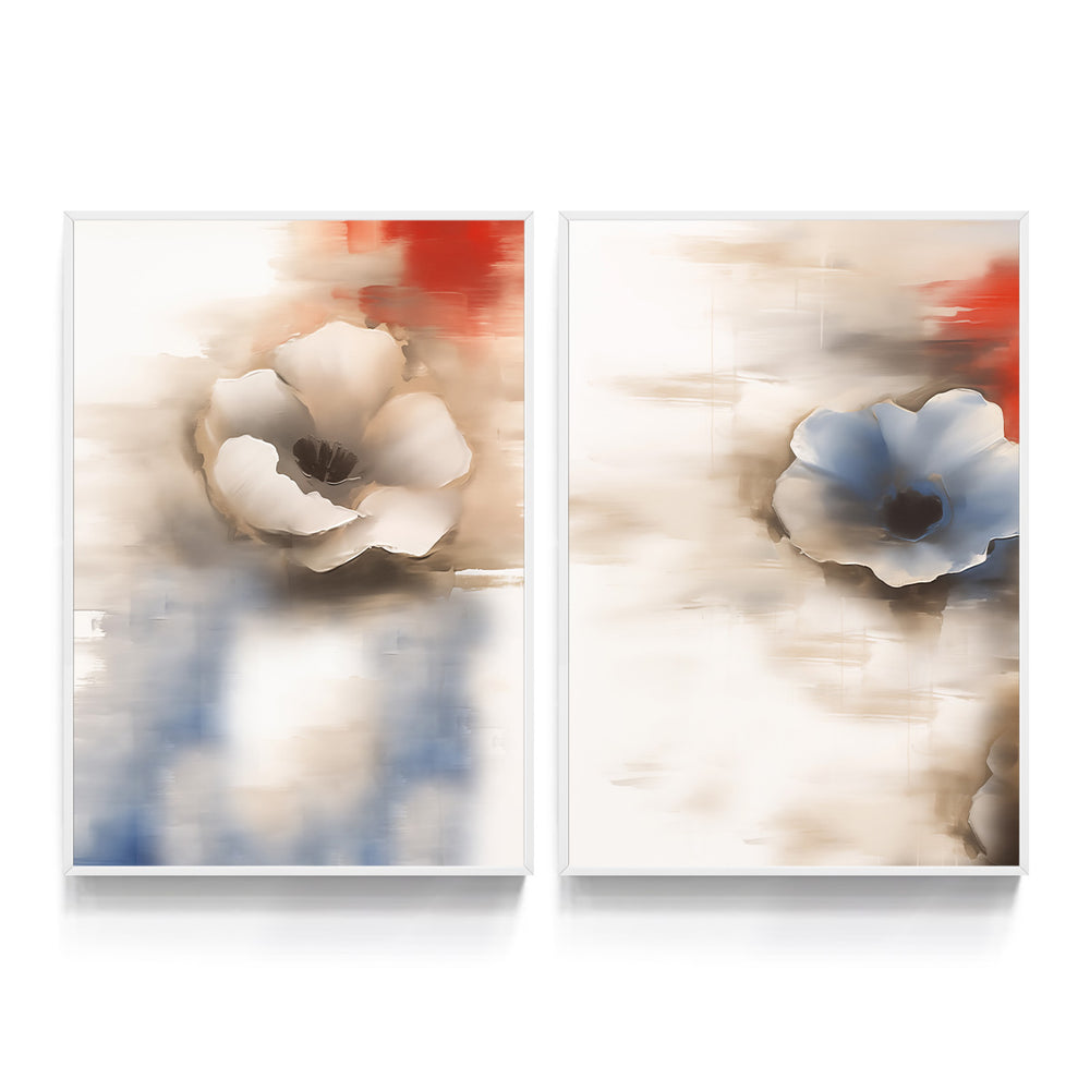 Composição de Quadros Floral Imita Pintura Abstrata
