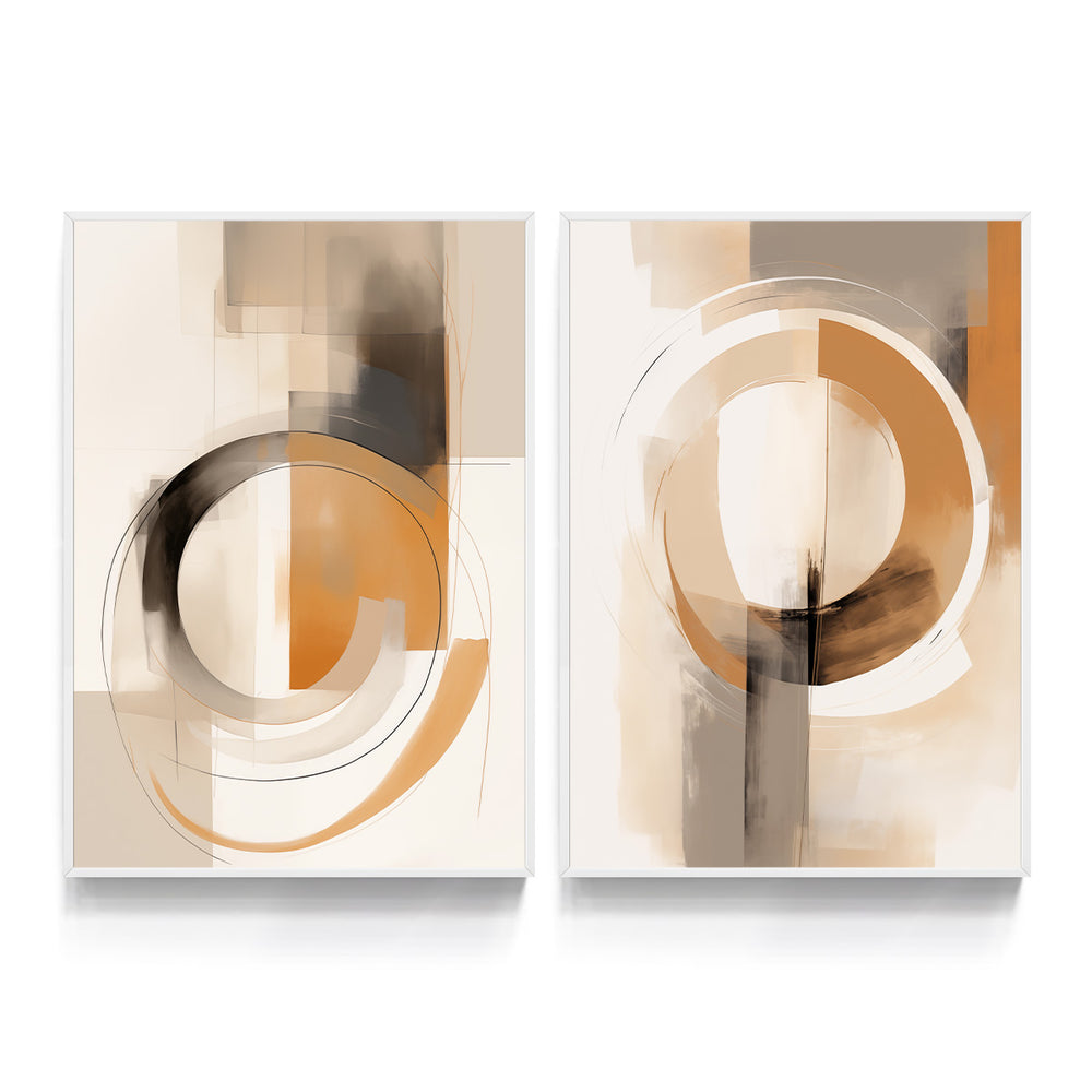 Composição de Quadros Abstrato Bege Cores Neutras