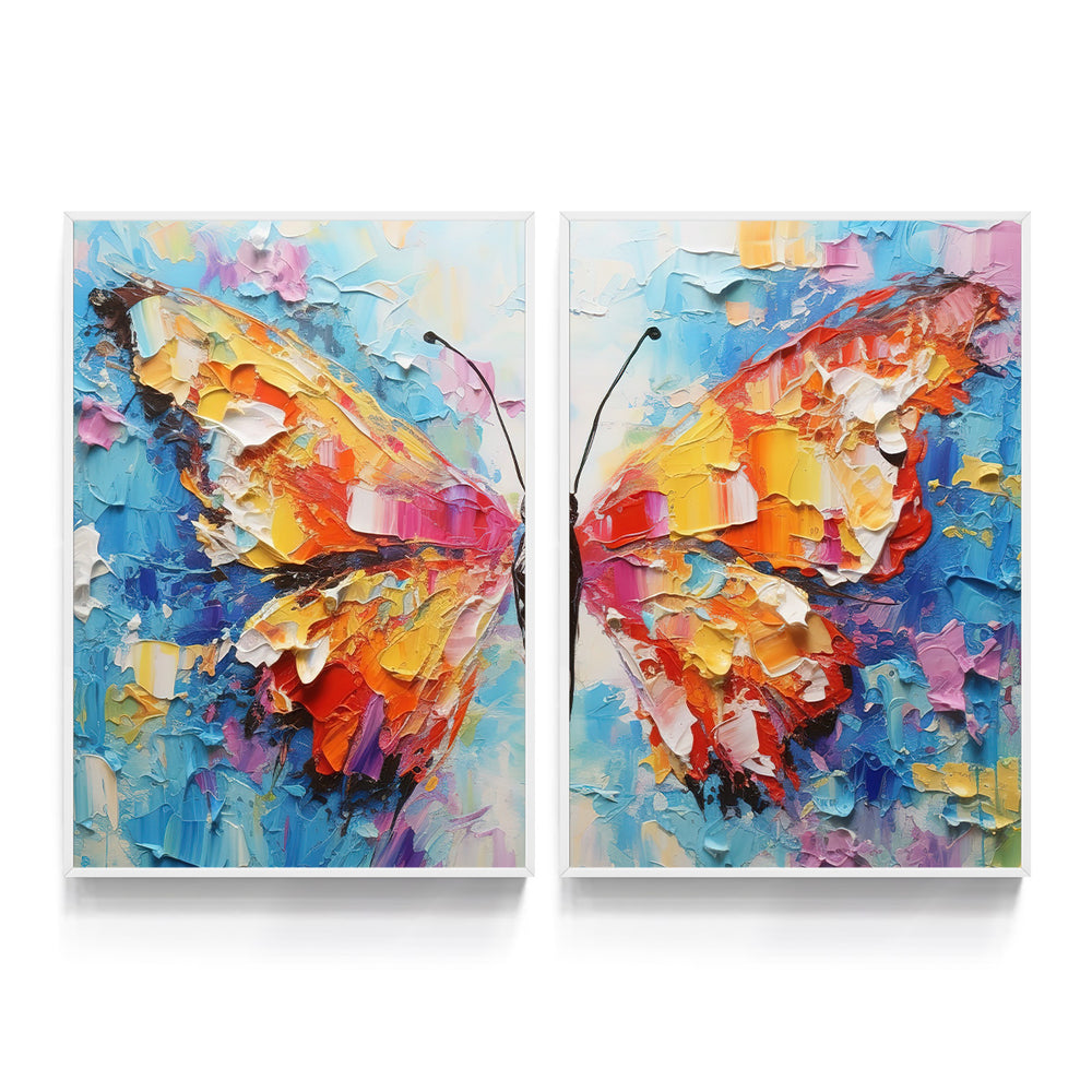Composição de Quadros Borboleta Colorida Abstrata