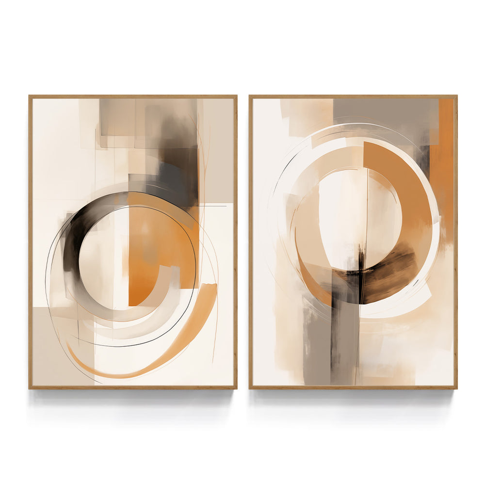 Composição de Quadros Abstrato Bege Cores Neutras